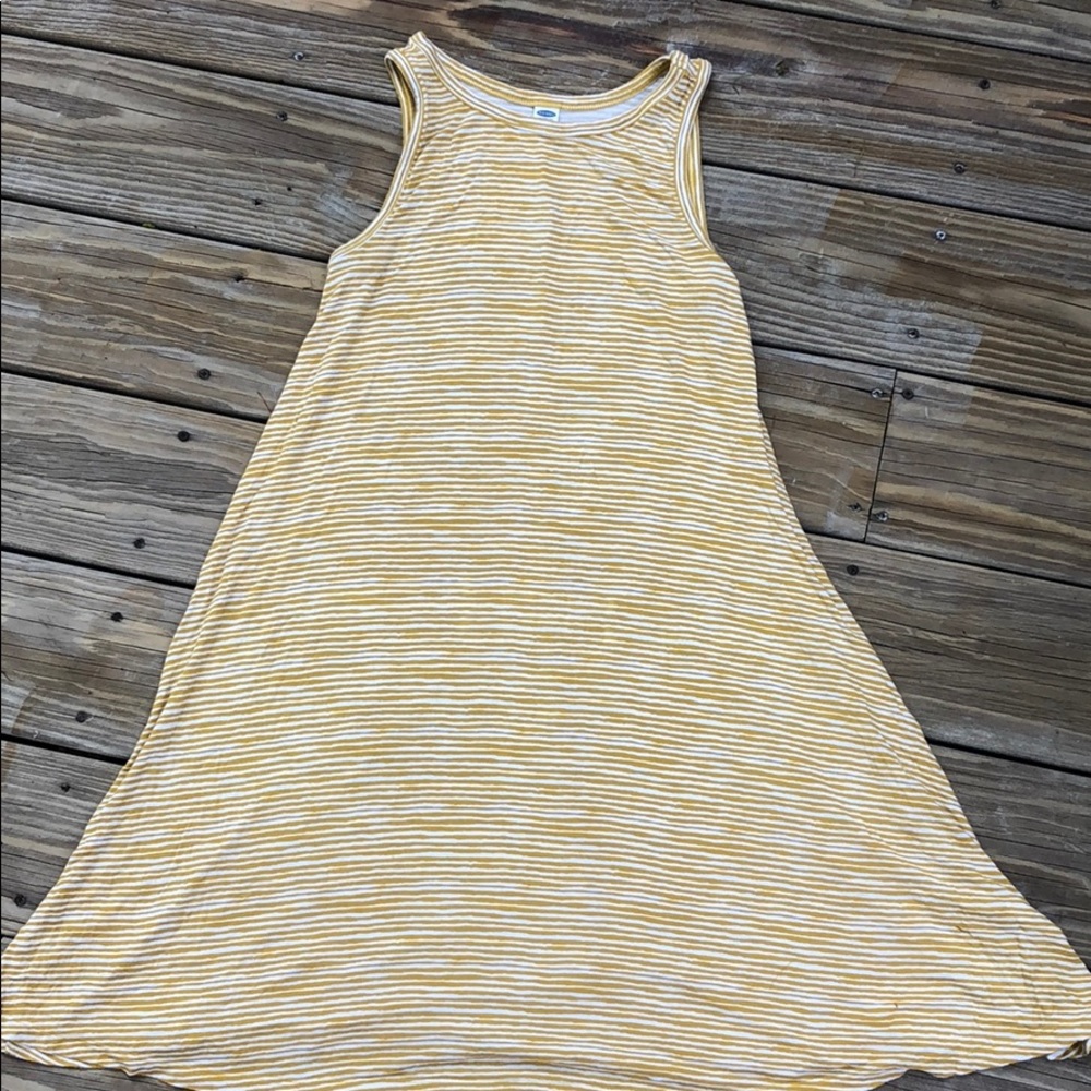 Old Navy Striped Yellow and White Swing Dress